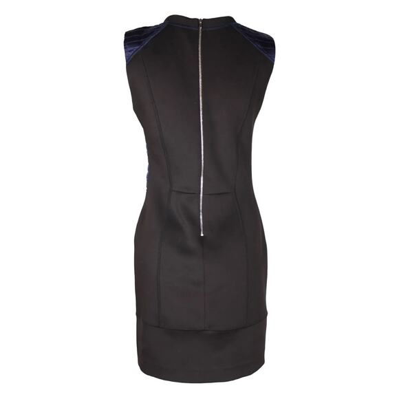 Sandro Paris Colorblock Sleeveless Sheath Mini Dress Black/Blue Women's Size 1 - Picture 3 of 10